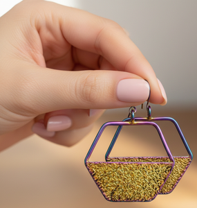 Pendientes Colgantes Hexagonales de Latón Texturizado Hechos a Mano, Resistentes al Deslustre PVD, Diseño Geométrico con Encanto, Sin Plomo, Premium, Modernos - Product Image 1