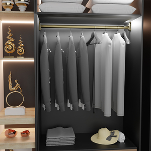 Tringle à vêtements silencieuse en alliage d'aluminium épaissi couleur champagne, marque Sofia, accessoire de base à bride spécifique pour armoire, crochets pour vêtements - Product Image 2