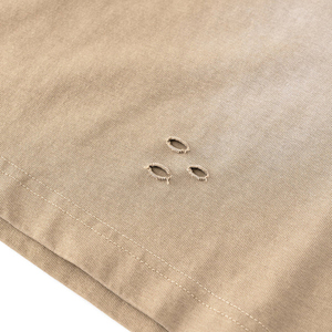 Men's Beige Washed Spandex/Cotton O-Neck Short Sleeve Regular Fit Distressed <b>Pocket</b> Casual Streetwear <b>T</b>-<b>Shirt</b> Breathable - Product Image 4