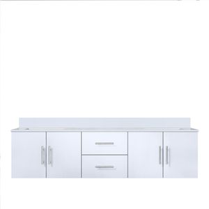 Bianco Lucido 72 Pollici L X 22 Pollici Mobile Bagno Doppio con Top in Marmo Coltivato - Product Image 1