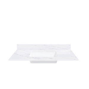 Top per Mobile Bagno in Marmo Bianco da 43 Pollici con 1 Foro Pre-Forato per Rubinetto, Top Rettangolare da Incasso MI - Product Image 3