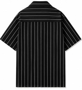 เสื้อเชิ้ตลำลองแขนสั้นลายทางสำหรับผู้ชาย ปกพับได้ ใส่ได้ในฤดูร้อน - Product Image 2
