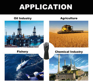 Guantes de Protección Industrial Negros, Resistentes a Ácidos y Álcalis, de Látex y Goma de 12 Pulgadas, 100 Gramos, Resistentes a Químicos, con Muñequera Elástica - Product Image 4