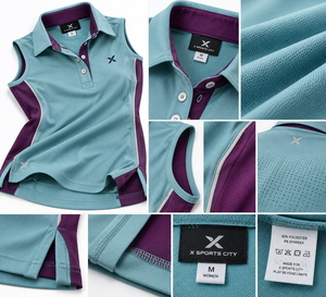 Tops, polos y camisetas sin mangas para mujer, ropa de golf |   Azul Claro Seis Variaciones de Color |   Fabricante OEM ODM | - Product Image 4