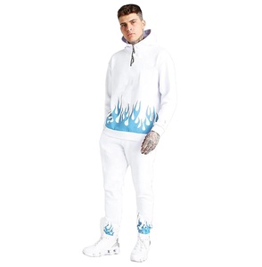 New Trending Stylish Men's Printed <b>Hooded</b> Pullover Track Suit Sublimated 3D Design Half <b>Zip</b> Hood Casual Street Wear Sweat Suit - Product Image 1