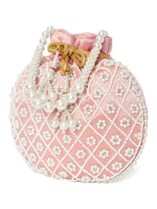 Beautiful Ethnic Embroidery Drawstring Coin Purse <b>Mustard</b> Fabric Clutch Potli Bags <b>Handbag</b> for Wedding & Party Gifts Bulk Order - Product Image 6