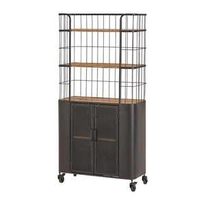 Estantería Moderna Industrial de Madera Maciza y Hierro con Cajones, Estante de Almacenamiento Portátil, Duradero y Personalizable para Sala de Estar - Product Image 1