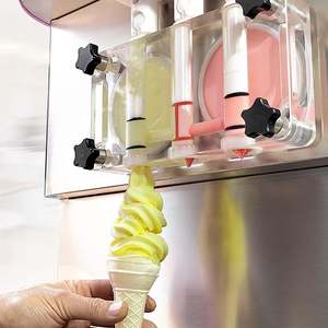 Máquina de helado suave ETL de 3 sabores, dispensador transparente de diseño de mostrador para yogur y gelato, con tanques superiores refrigerados. - Product Image 3