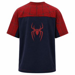Camiseta Oversize para Hombre con Diseño de Telaraña, Logotipo Personalizado, Roja y Negra, Manga Corta, Estilo Urbano, Impresión por Sublimación - Product Image 3