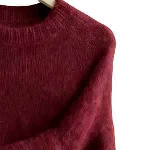 Suéter de Punto Grueso de Lana/Acrílico Color Borgoña, de Secado Rápido y Antipilling, Cuello Redondo, Manga Larga, para Mujer, Ropa Casual de Invierno - Product Image 3