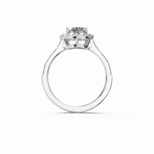 Anillo de Diamantes Cultivados en Laboratorio con Corte Corazón Halo, Diseño Elegante, 33 Piedras, Oro Blanco de 18K, Certificado IGI, Venta al Por Mayor para Exportación - Product Image 2
