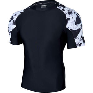 Camiseta Deportiva de Manga Corta para Hombre, Negra, con Estampado Gráfico Blanco, de Secado Rápido, Spandex y Poliéster - Product Image 6