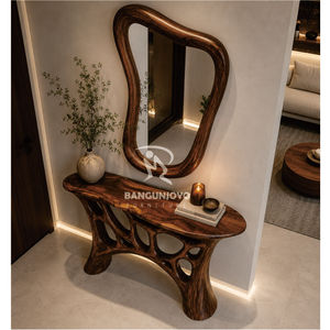 Modern Wooden <b>Console</b> <b>Table</b> & Modern Mirror Wall Decor - Product Image 3