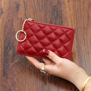 New Fashion Diamond Lattice Wool Coin Purse Luxury Soft Mini <b>Wallet</b> Women Quilted Zippered <b>RFID</b> Blocking Scarves Small Pouch - Product Image 6