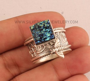 Wholesale 925 Sterling Silver <b>Bee</b> Band Ring Sunshine Druzy Quartz Nature Inspired Minimalist Stackable Ring for Women 2026 - Product Image 3
