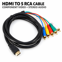  Câble vidéo et audio RCA 5 en 1 mâle vers femelle 1080P avec conducteur en cuivre plaqué or pour lecteur multimédia HDTV et téléviseur