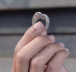 Iced Artistic Curved Leaf Inspired Men's Cluster <b>Ring</b> Full Pave Moissanite Sterling <b>Silver</b> Bold Hip Hop Bling Jewelry Gift Him - Product Image 4