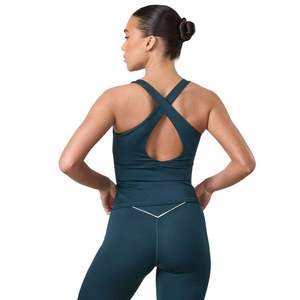 <b>Women's</b> Sporty <b>Tank</b> <b>Top</b> Solid Color Scoop Neck Custom Logo Front Breathable <b>Knitted</b> Activewear - Product Image 2