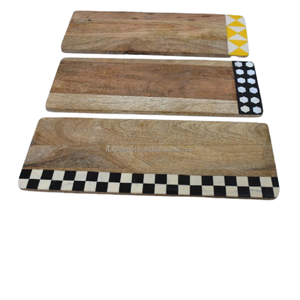 Plateau en bois de fruits de cuisine en incrustation de nacre rectangulaire de haute qualité - Product Image 6