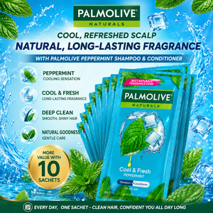 Shampooing Palmolive Naturals Cool & Fresh à la menthe poivrée 6g x 640 sachets |   Contrôle du sébum et rafraîchissement du cuir chevelu 2-en-1 - Product Image 6