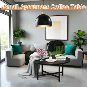 Tavolino da caffè rotondo da 23,6 pollici con struttura in metallo, elegante mobile da soggiorno - Product Image 3