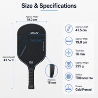 Raquette de pickleball en fibre de carbone T700, surface mate fine de 16 mm à friction élevée, pressée à froid, imprimée UV, pour entraînement en club, vente en gros DECOQ