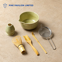 Ensemble de fouets à matcha Pine Pavilion, bol à matcha en céramique, fouet en bambou Chasen, support pour fouet, ensemble de thé japonais 6 pièces, boîte cadeau, logo personnalisé