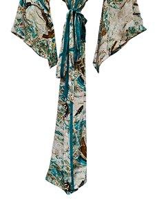 Robe kimono de luxe en soie patchwork, cache-maillot de bain, tenue de nuit, longue robe, kimono indien vintage fait main en soie de sari recyclée - Product Image 6