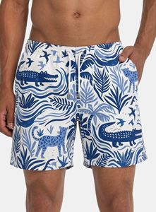 Shorts de bain pour hommes imprimés par sublimation, séchage rapide, coupe classique, motif bleu, blanc et marine, décontractés pour l'été - Product Image 3