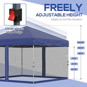 10FT X 10FT Blue Pop Party Tent Water Proof Oxford Fabric Easy Move <b>Roller</b> <b>Bag</b> 3 Level Adjustable Height One Bedroom Structure - Product Image 5