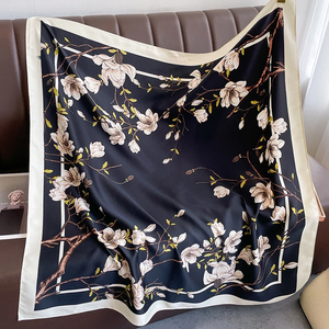 90*90cm Luxury Brand Simple Silk <b>Square</b> Scarf <b>Hijab</b> Women Bandana Soft Scarves Neckerchief Ladies Hair Shawl Wrap Headband - Product Image 6