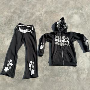 Survêtement personnalisé unisexe à fermeture éclair complète respirant Ensemble sweat à capuche et pantalon de survêtement lourds pour hommes avec survêtement imprimé bouffant - Product Image 1