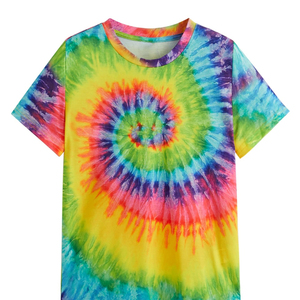 Camiseta Tie Dye Estilo Urbano, Holgada, con Hombros Caídos, Impresión Personalizada de Alta Calidad, Tejido de Punto Grueso de Secado Rápido para Hombre - Product Image 1