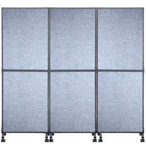 Set di 3 Pannelli Acustici per Ufficio 183x168 cm con Illuminazione a Parete Grigio Chiaro Facili da Installare - Product Image 1