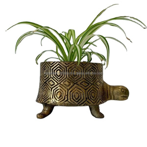 Fabricante de macetas con forma de tortuga dorada alta de tamaño personalizado, suministro de macetas y macetas, macetas doradas modernas de Lujo Grandes para plantas - Product Image 1