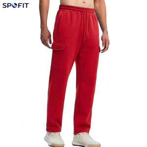 Pantalon de jogging ample et droit en molleton de coton brodé pour homme, avec cordon de serrage, OEM, décontracté, pour la gym, le yoga, le sport, style cargo baggy - Product Image 4