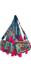 Handmade Vintage Bohemian Banjara <b>Bags</b> Tribal Embroidery Antique Mirror <b>Work</b> Cotton Fabric ZIP Closure-Lady Fashion Shoulder - Product Image 1