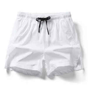 Shorts d'été pour hommes en polyester et coton, shorts de sport pour hommes, mode respirante et légère, cordon de serrage, pantalon court uni - Product Image 3