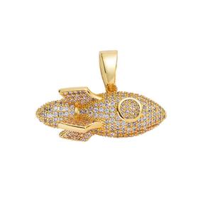 Nuevo Collar con Colgante de Cohete de Oro 14K Estilo Hip Hop, con Micro Pavé de Moissanita, Chapado en Oro, Colgante Hiphop - Product Image 2