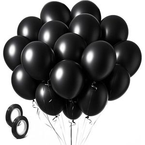Confezione da 100 Palloncini in Lattice Nero da 12 Pollici per Decorazioni Festa, Halloween, Matrimonio, Laurea, Anniversario - Product Image 1