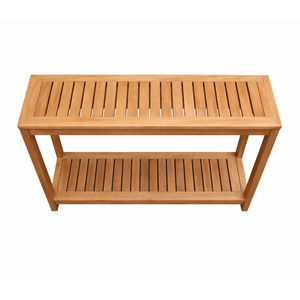 Mesa Consola Moderna de Madera Maciza con Listones para Interiores y Exteriores, Acabado Natural de Lujo, Rectangular, para Pasillo o Entrada - Product Image 3