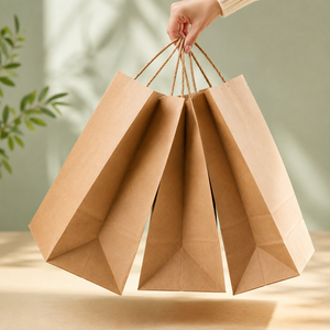 Bolsa de Compras de Papel Kraft Rectangular con Asas Retorcidas, Reciclable, Estilo Clásico, para Negocios - Product Image 6