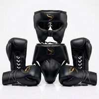 Ensemble d'équipement d'entraînement et de sparring de boxe personnalisé : protège-tête, protège-guêtres, gants à lacets en cuir, design camouflage, confortable