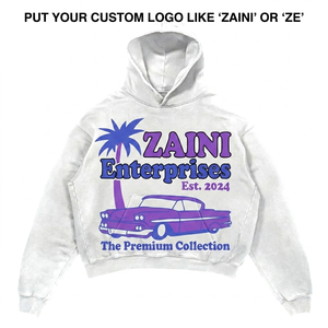Sudadera con Capucha Extra Grande para Hombre, Premium, 400 GSM, Felpa de Algodón, Transpirable, Ecológica, Gris Jaspeado, con Estampado de Bordado 3D Personalizado - Product Image 6