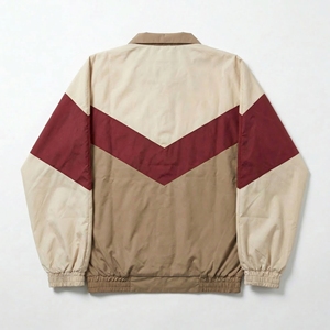 Chaqueta Deportiva con Cierre Frontal en Bloques de Color Beige, Camel y Caoba, Cortavientos Retro Unisex con Paneles en Chevron |   Marca Privada OEM/ODM - Product Image 2