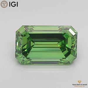 Diamante Cultivado en Laboratorio con Corte Esmeralda, Color Verde Intenso, Claridad VS1, 1.50 Quilates, con Certificado IGI para Joyería de Boda - Product Image 1