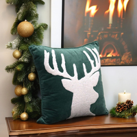 Housse de coussin de Noël moderne personnalisée de haute qualité, design brodé en velours vert promotionnel, décoration intérieure écologique