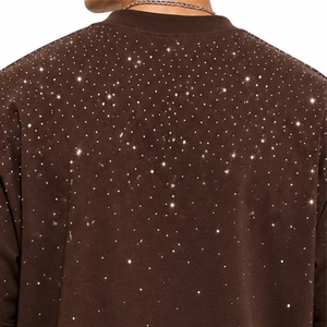 T-shirt pour homme en coton 100% avec strass, tissu doux, style streetwear, design moderne, sur mesure, grammage lourd, respirant, anti-plis - Product Image 5