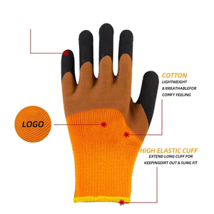 Anti-Slip PU Work <b>Gloves</b> with Textured Fingertips <b>Knit</b> Wrist General Purpose Safety <b>Gloves</b> Orange Black - Product Image 2
