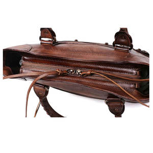 <b>Brown</b> Vintage Leather Tote Bag Women Shoulder Handbag Zipper Shopper for Daily Commuting - Product Image 2